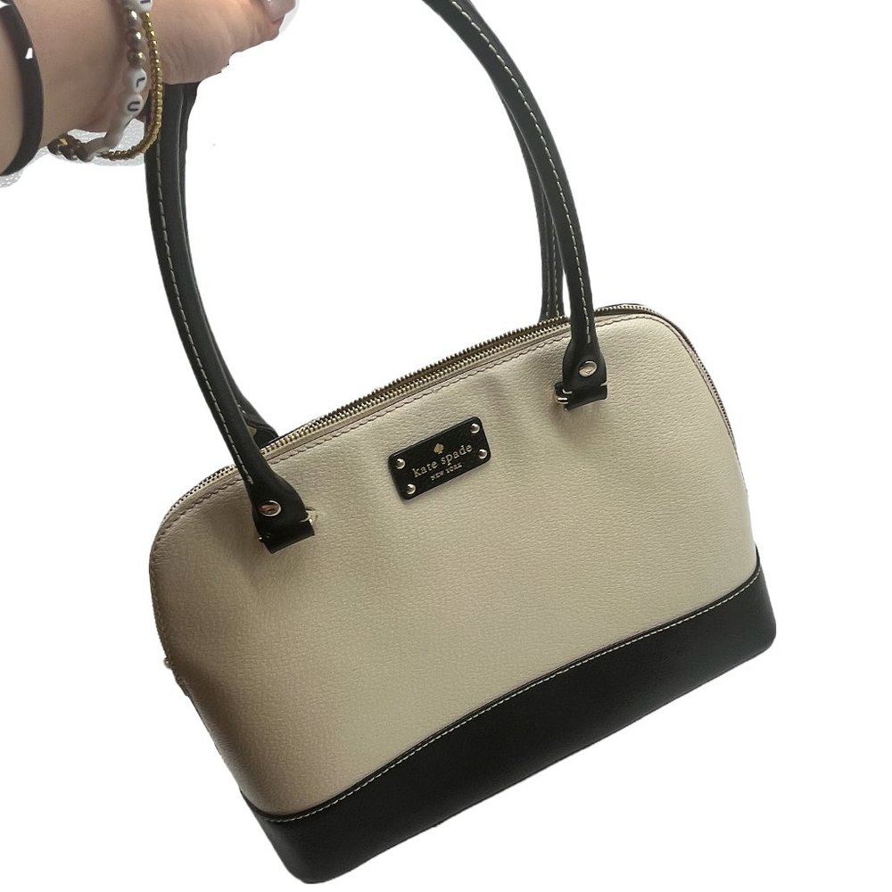 kate spade black and white rounded tote bag
